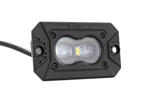 LED Fog Lights - Rough Country - Black Series Slim, SAE J583, Flush Mount - Black